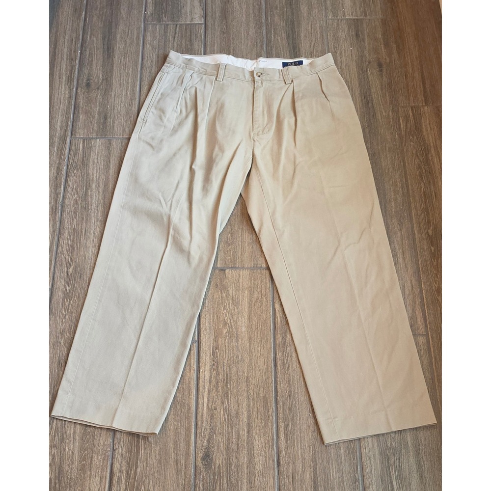 Polo Ralph Lauren Mens 32x27 Classic Fit Pleated Chino Pants Tan Khaki Cotton - Picture 2 of 7